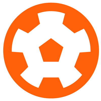 Soccer Shots soccer ball icon in orange.